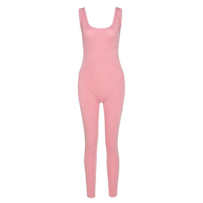 Open-Back Hip Thread Jumpsuit