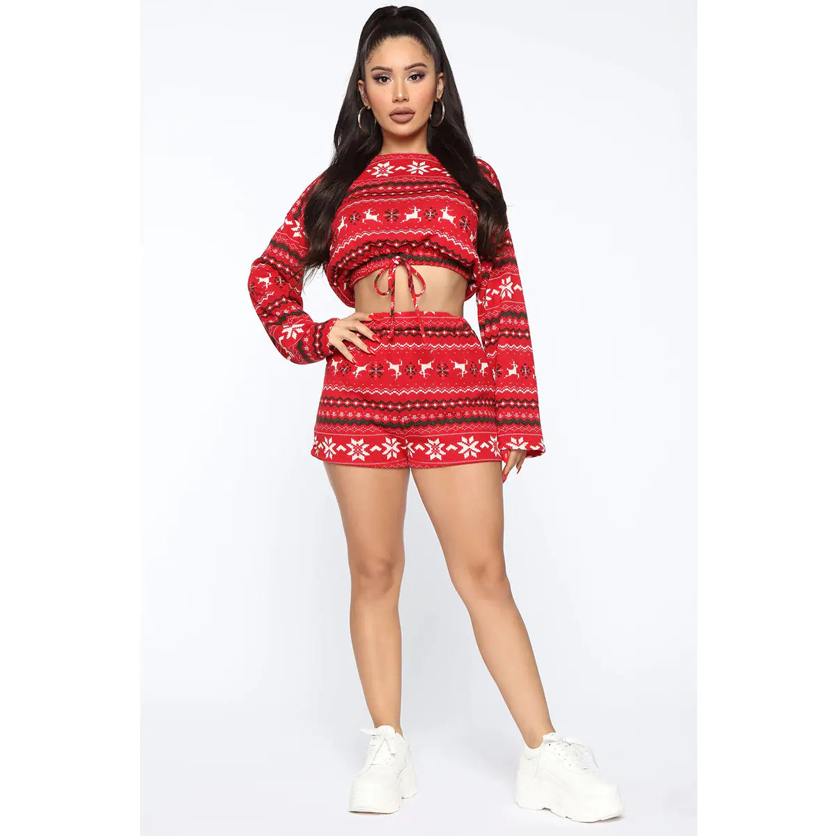 Women's Christmas Print Long Sleeve Lounge Set