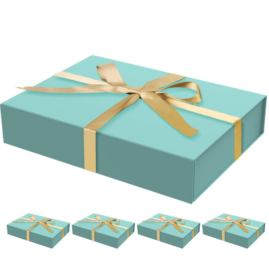 5 Pack Gift Boxes with Lids 11 x 8.2 x 2.3 Inches Packing Box for Presents Ribbon Magnetic Closure Luxury Wrapping Gift Boxes for Weddings Birthdays Chrismas Halloween Blue