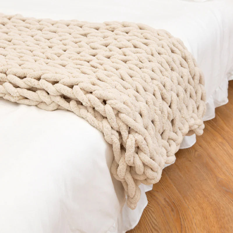 Weighted Knitted Wool Blanket - Comfort Gift Box