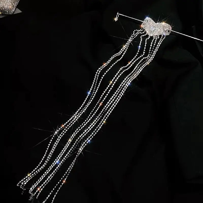 Heart-Shaped Rhinestone Chain Hairpin for Women