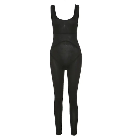 Open-Back Hip Thread Jumpsuit