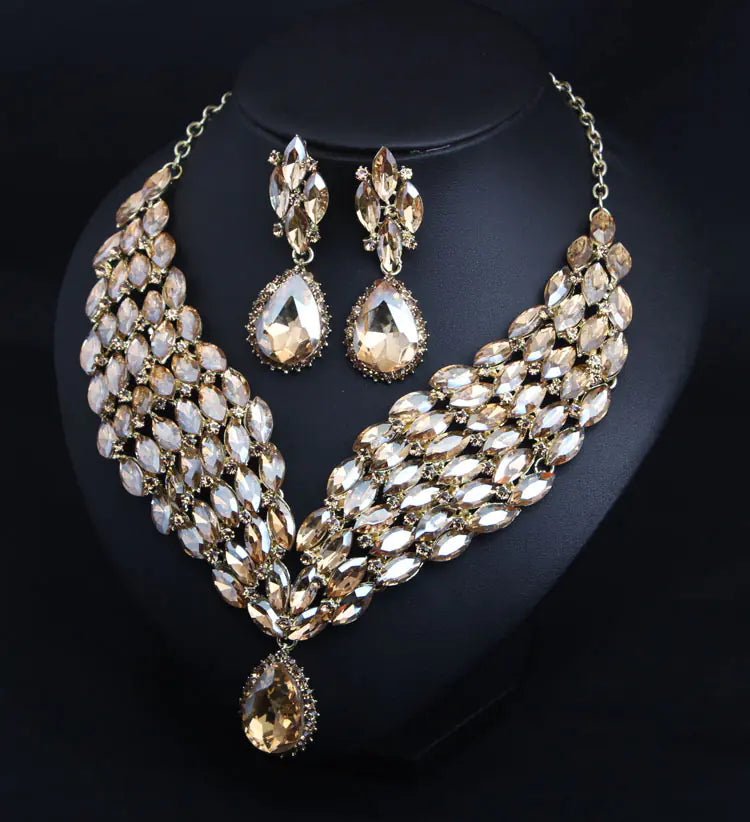 Luxury Crystal African Necklace and Earring Set