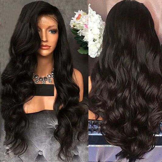 Medium Wavy Long Curly Fluffy Black Hair