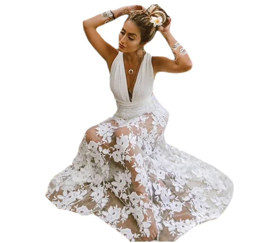 Elegant V-Neck Backless Sequin Evening Dress