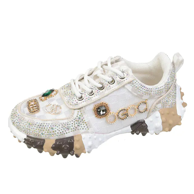 Luxury Designer Rhinestone Women's Casual Sports Shoes