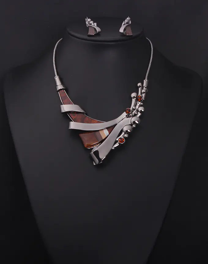 Luxury Gemstone Geometric Short Necklace Set