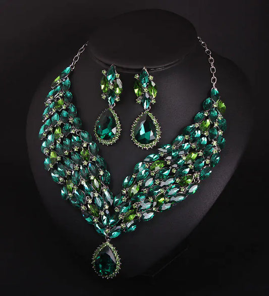 Luxury Crystal African Necklace and Earring Set