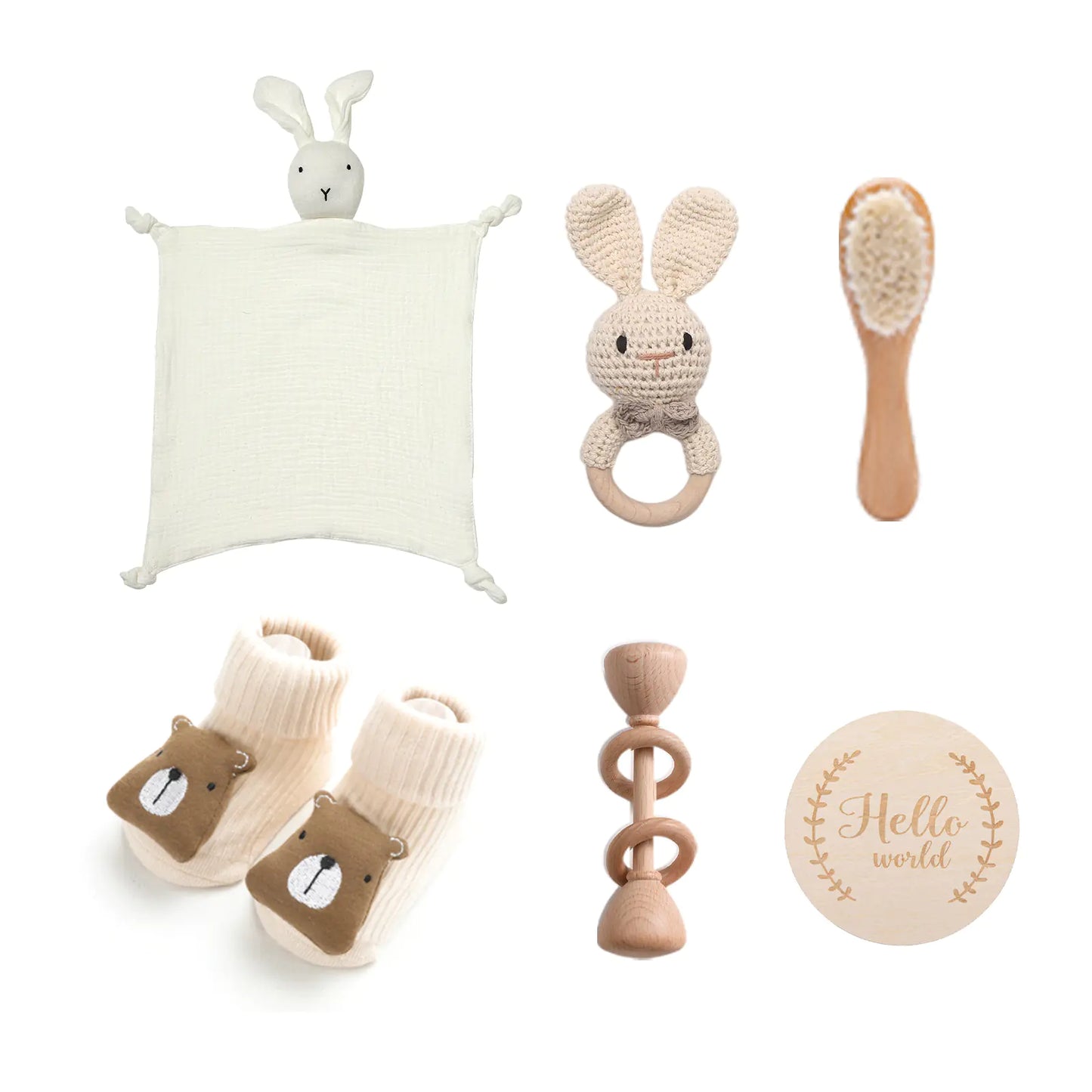 Infant Comfort Rattle Rabbit Bath Towel Gift Set - Comfort Gift Box