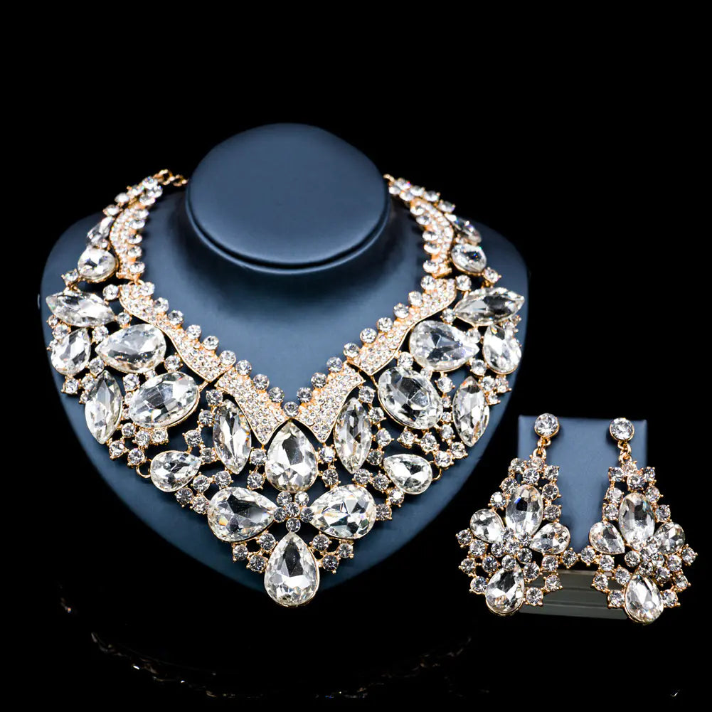 Exquisite Colorful Glass Rhinestone Wedding Jewelry Set