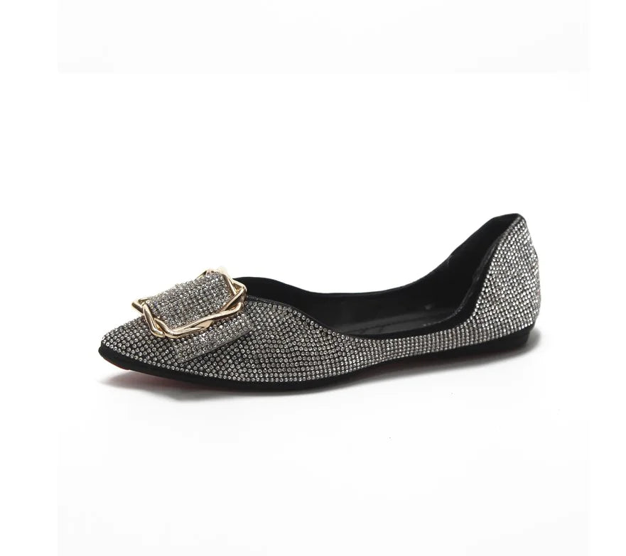 Pointed Toe Rhinestone Flat Shoes