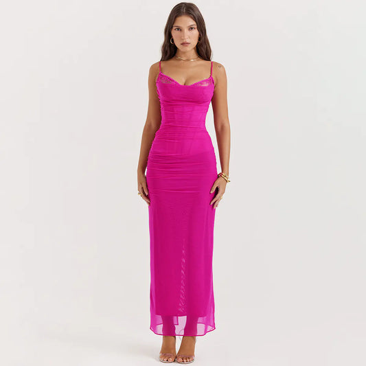 Dopamine Fashion Women's Lace Mesh Spliced Dress