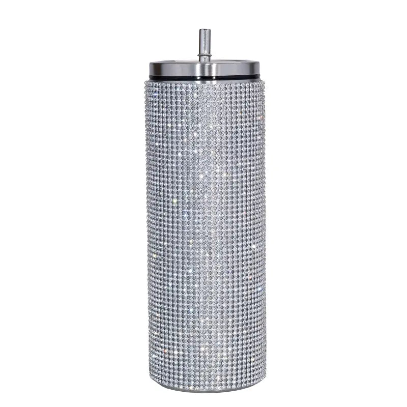 Rhinestone Bling Stainless Steel Tumbler with Straw
