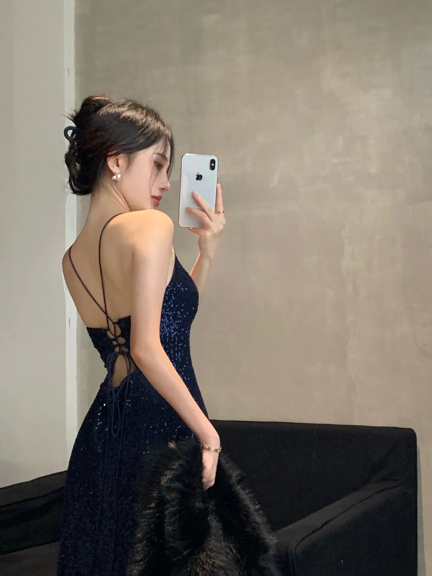 "Elegant V-Neck Sequin Maxi Dress for Women"