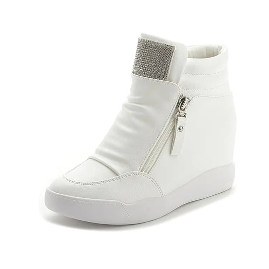 Rhinestone High-Top Platform Sneakers for Travel