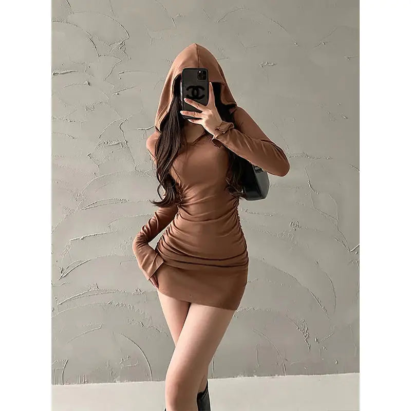 Hooded Long Sleeve Maxi Dress
