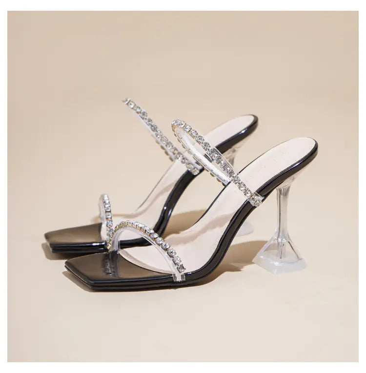 Summer Rhinestone High Heel Transparent Sandals
