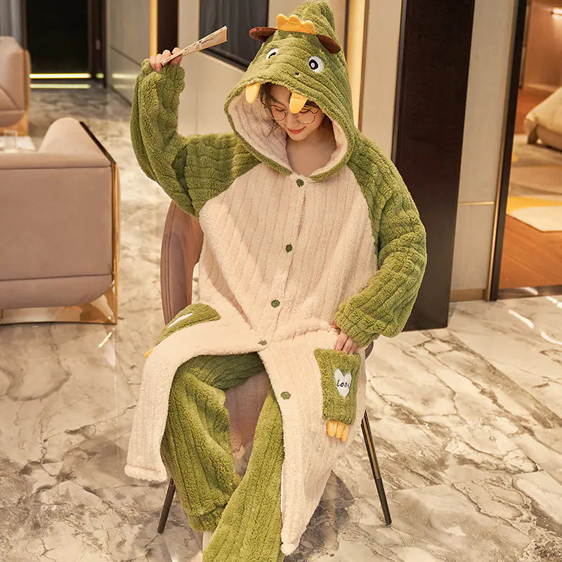 Women's Long Plush Fleece Robe and Pajama Set - Comfort Gift Box