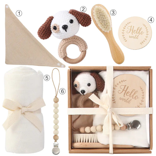 Newborn Gift Set: Bath Towel, Pacifier & Toys