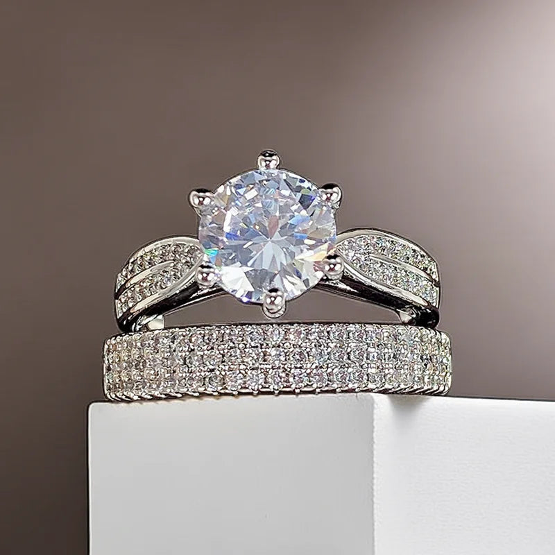 Luxury Wedding Engagement Ring Set for Men and Women