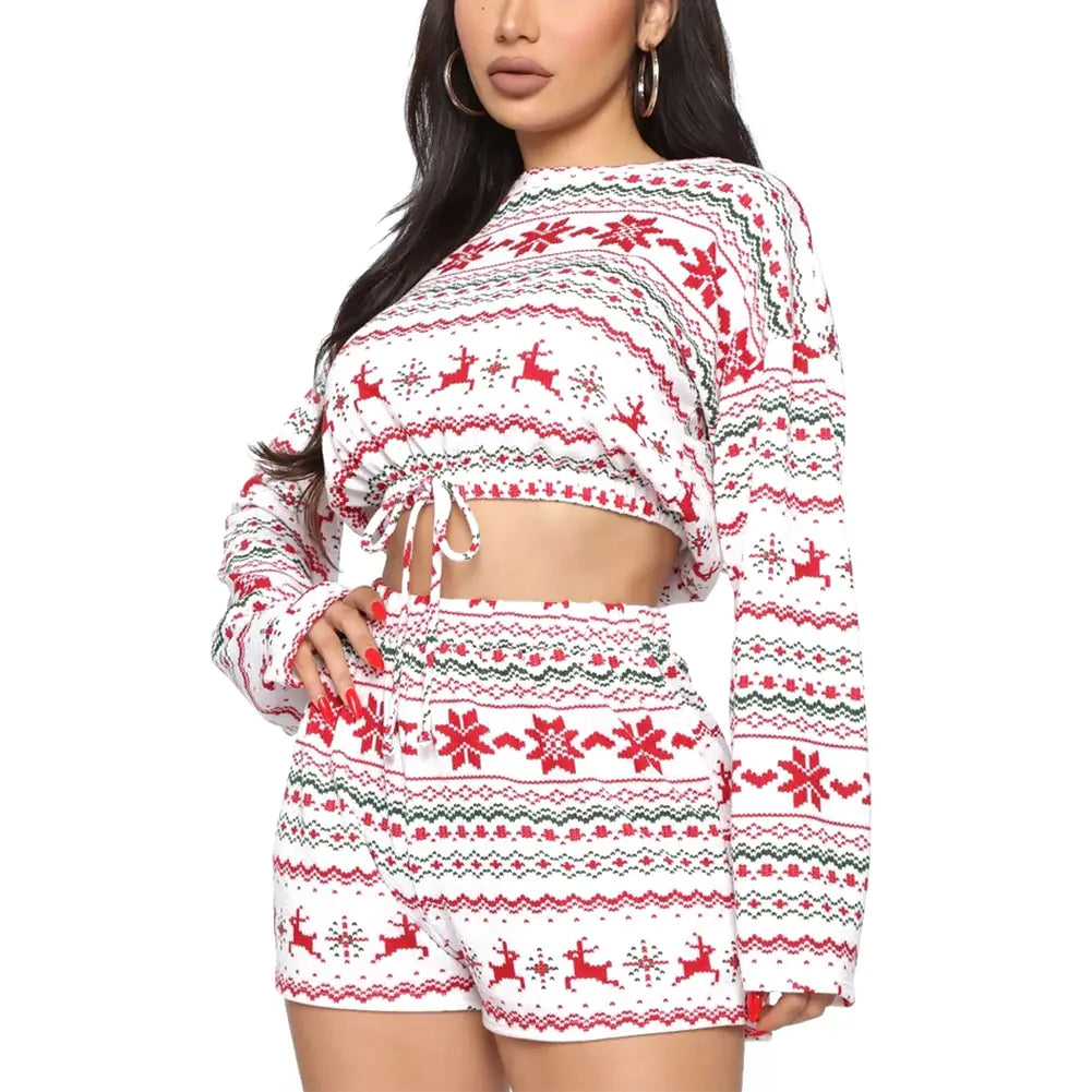 Women's Christmas Print Long Sleeve Lounge Set