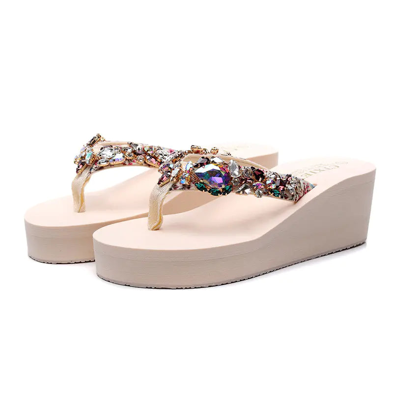Women's Rhinestone Beach Flip Flops