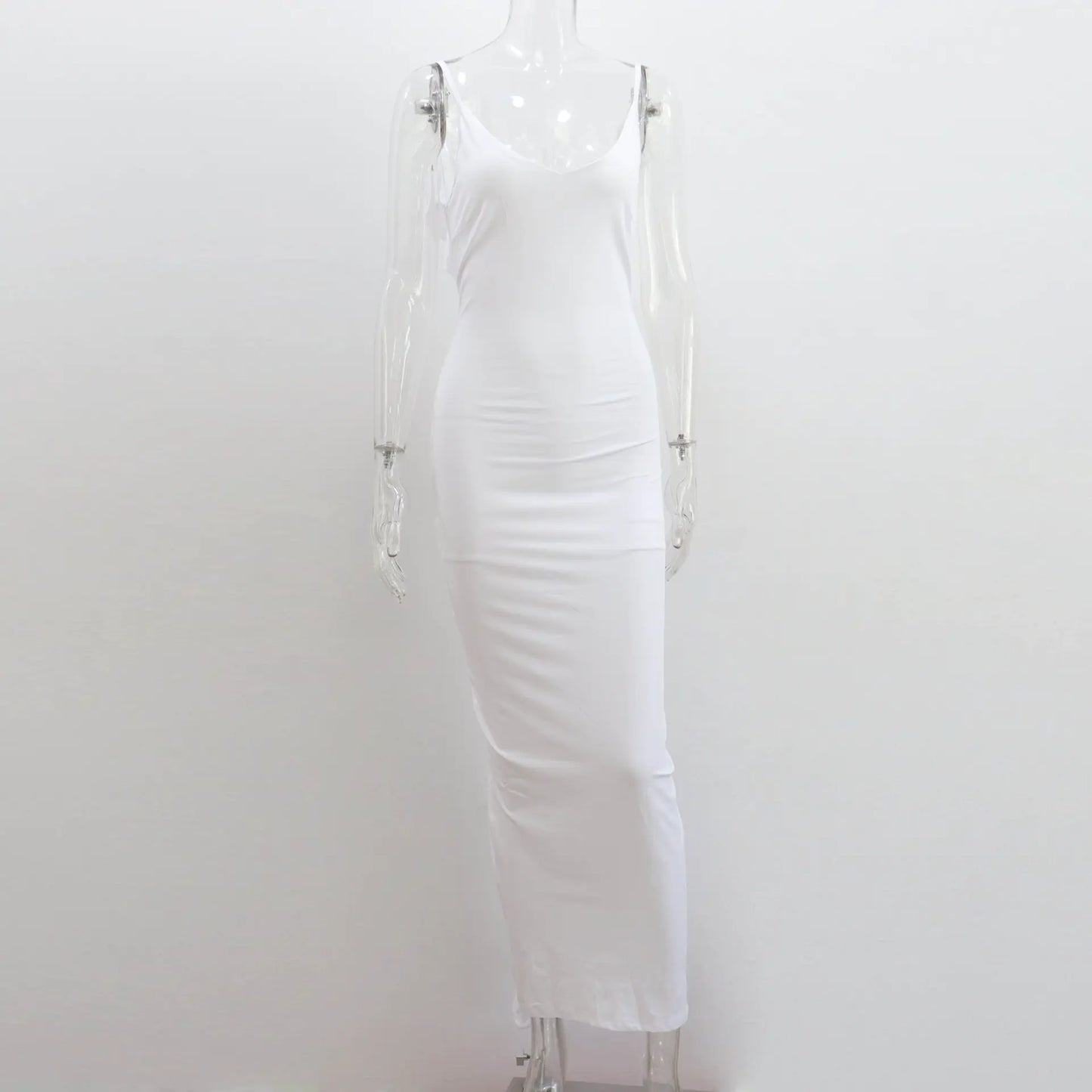 Ruffled Backless Bodycon Dress with V-Neck