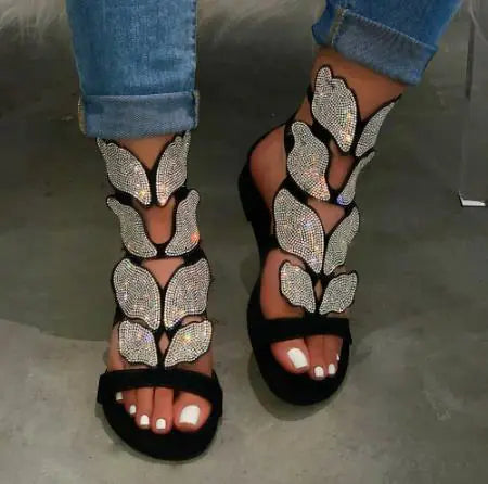 Wish Women's Rhinestone Flat Sandals - Summer 2020