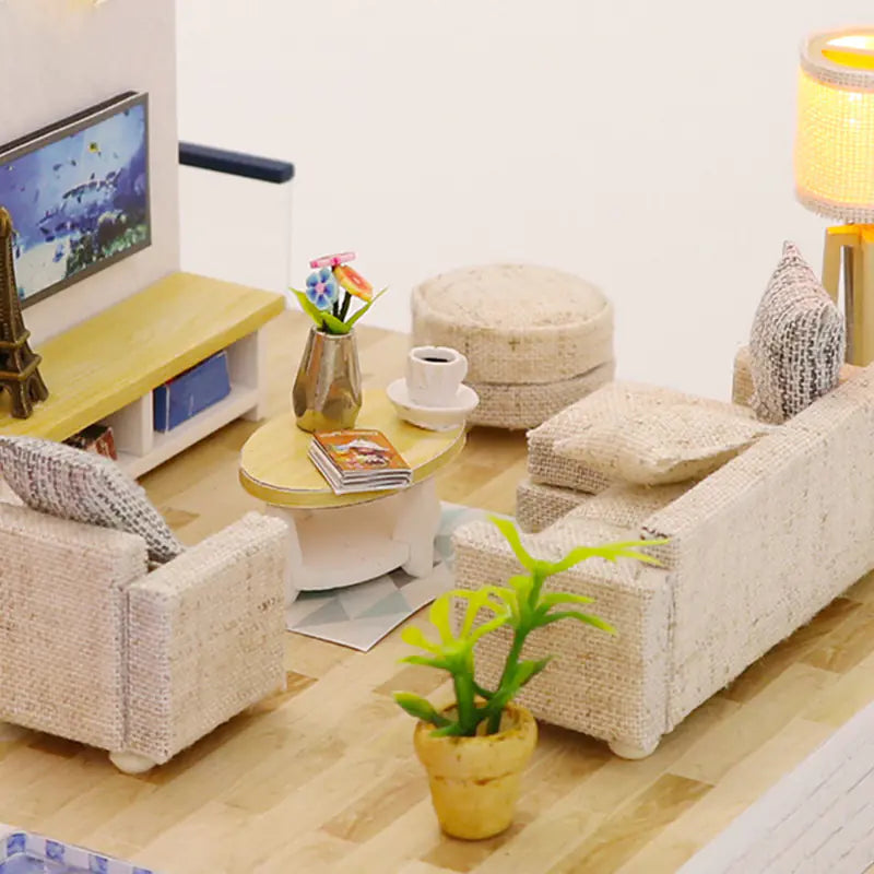 DIY Sound-Light Model Toy Cabin for Christmas Gift