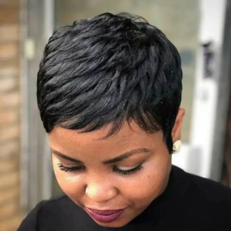 Fluffy Black Short Hair Wig Trend