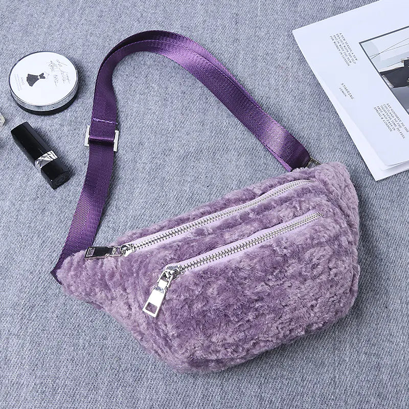 Furry Crossbody Bag for Women - Versatile Japanese Style