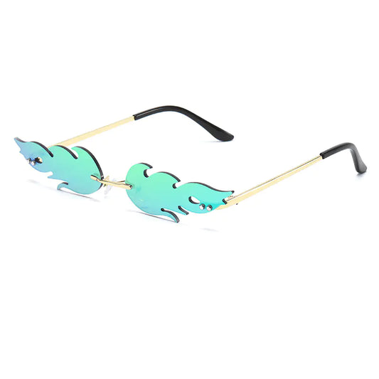 Bar Sunglasses with Reflective Flames Design