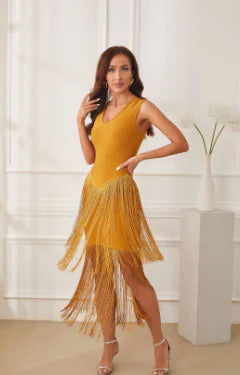 Gold Glitter Fringe Jumpsuit for Evening Events