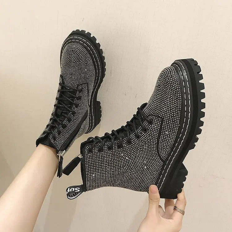 Stylish Rhinestone Short Ankle Boots for Women