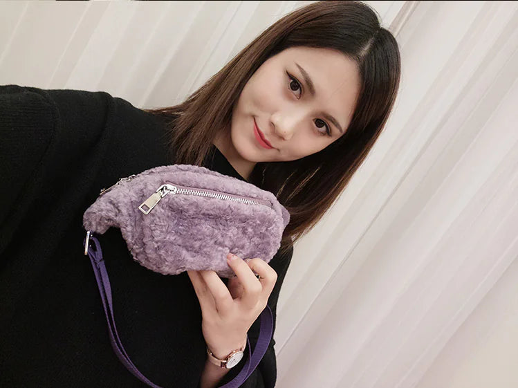 Furry Crossbody Bag for Women - Versatile Japanese Style