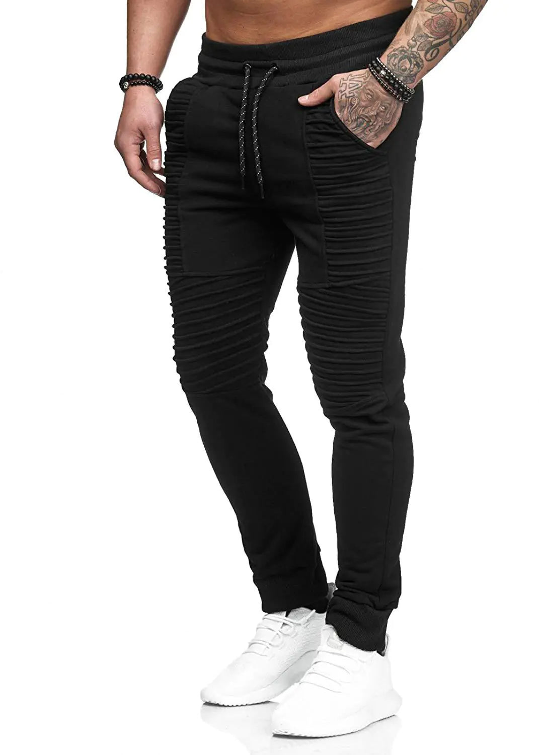 Men's Slim Fit Sports Joggers with Striped Design