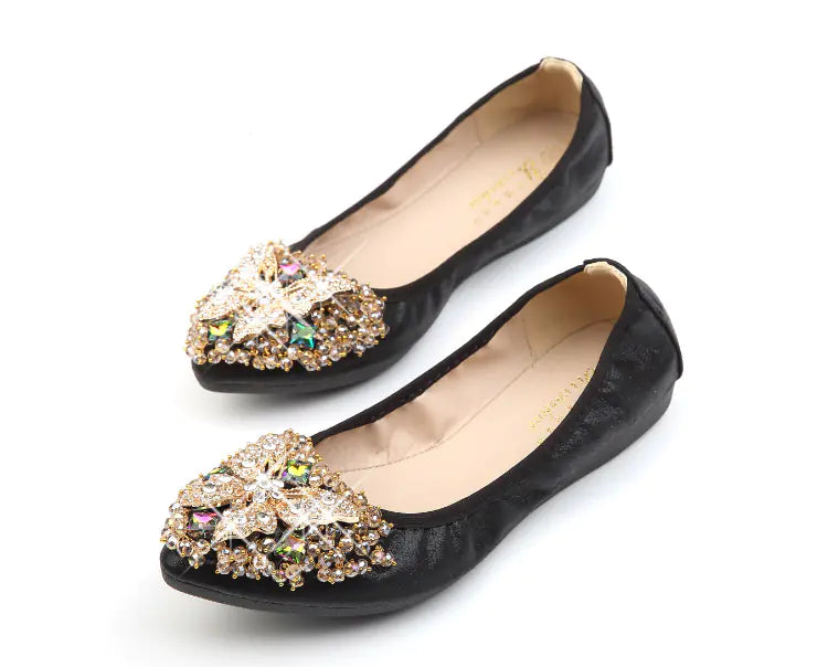 Pointed Toe Rhinestone Flats