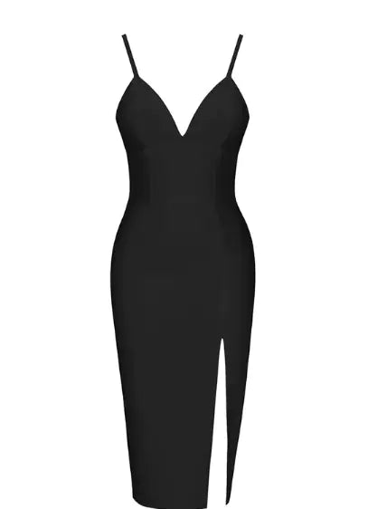 V-Neck Sexy Dress With Waist Slit