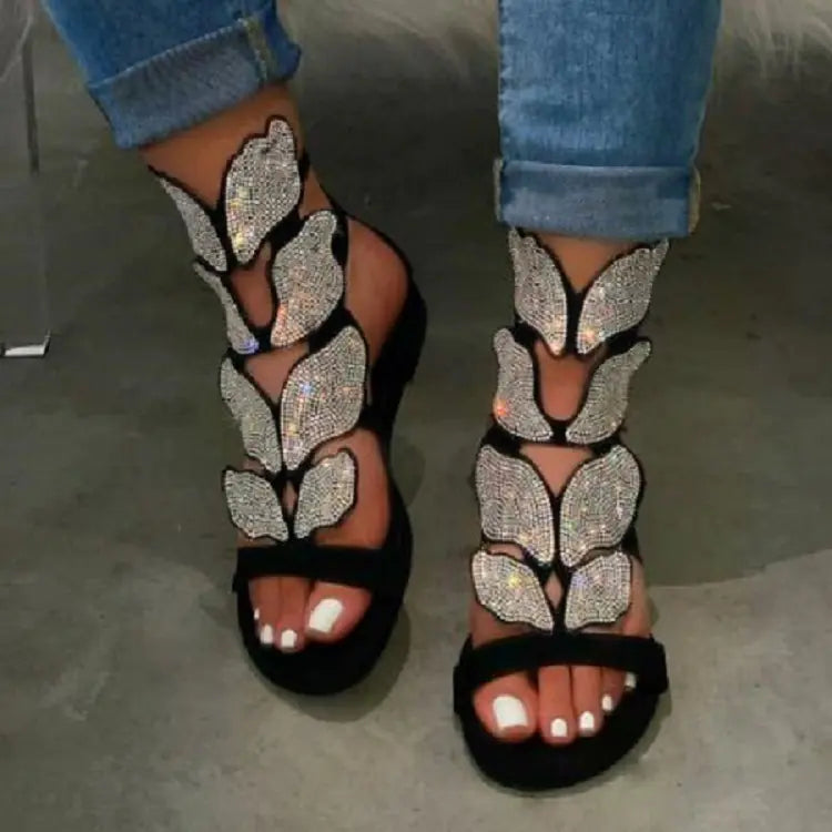Wish Women's Rhinestone Flat Sandals - Summer 2020
