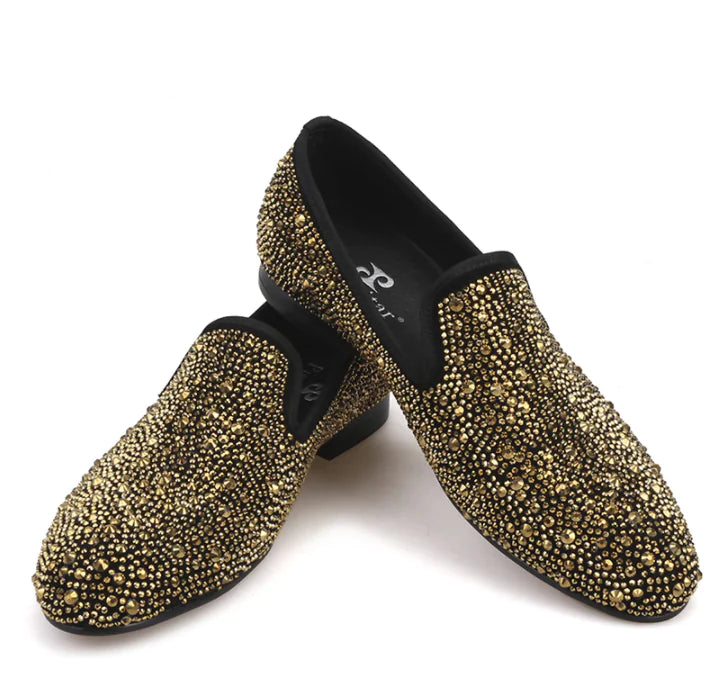 Men's Slip-On Loafers with Rhinestone Detail