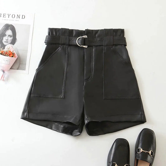 Slim Fashion Lace-up Leather Pants for Women