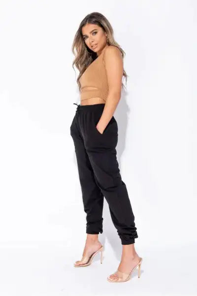 BLACK TIE WAIST OVERSIZED JOGGERS