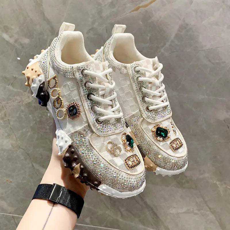Luxury Designer Rhinestone Women's Casual Sports Shoes