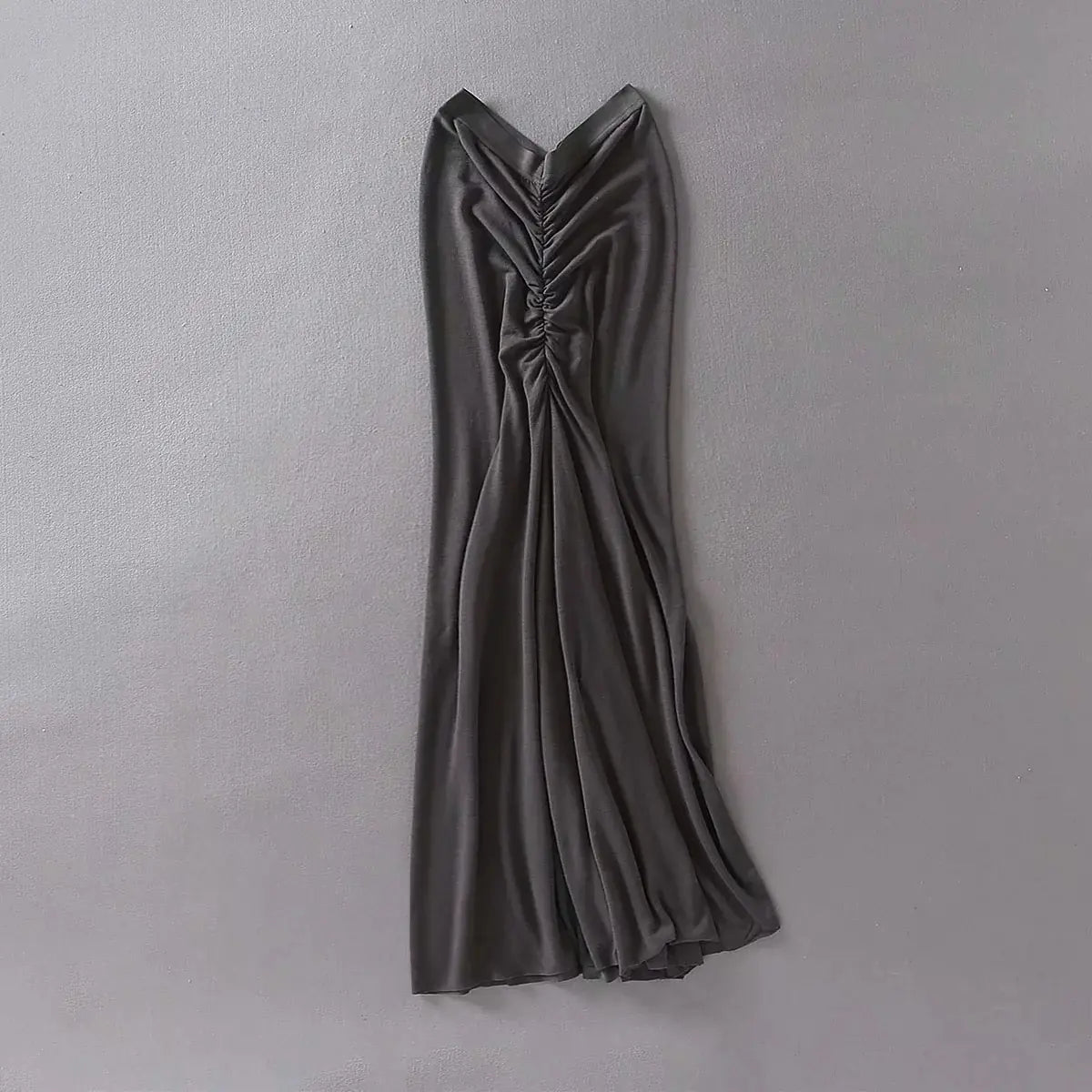 High Waist Pleated Elastic Waist Long Skirt