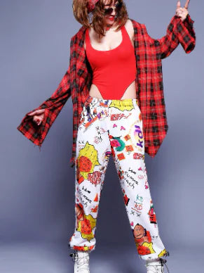 Hip-Hop Print Joggers with Graffiti Design