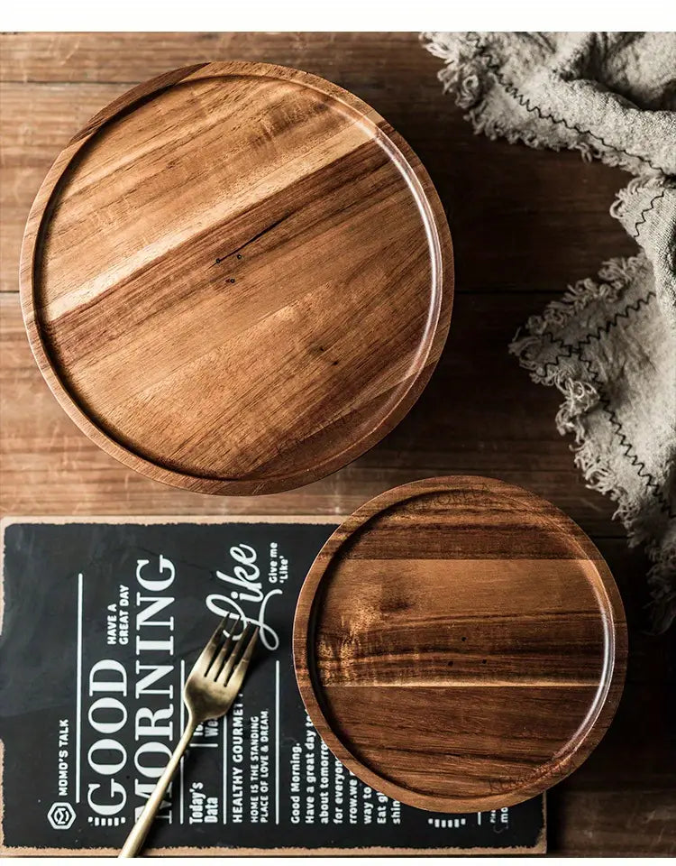 Wooden Round Dessert Plate - Creative Food Serving Tray