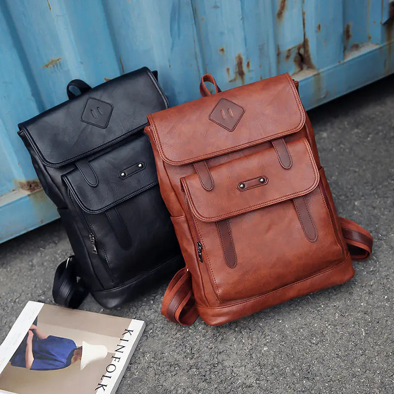 Men's PU Leather Laptop Backpack - Comfort Gift Box