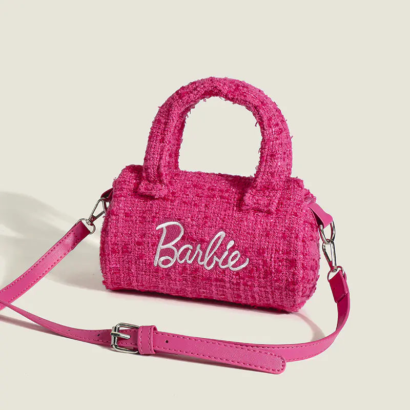 Barbie Collaboration Stylish Cylindrical Handbag
