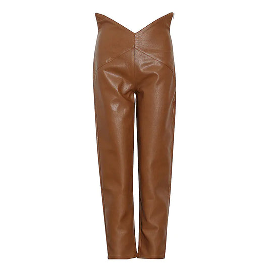 High Waist Irregular Harem Leather Casual Pants