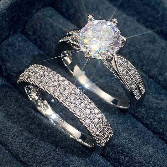 Luxury Wedding Engagement Ring Set for Men and Women